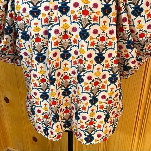 RHODE Colorful Floral Print Puff Sleeve Top Sz-S - Picture 3 of 9